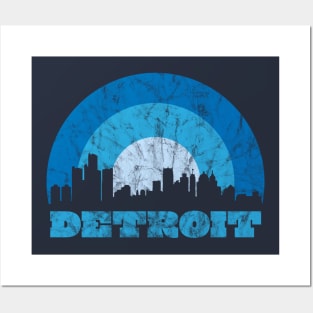 Detroit Vintage Sunrise - Football Colors Posters and Art
